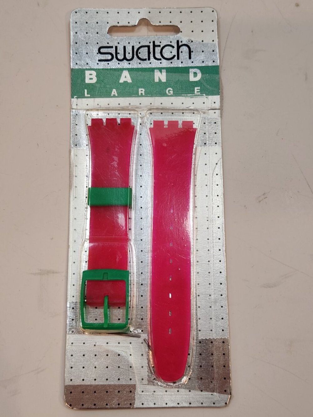 Vintage Swatch Replacement Band 17mm Large Hot Pink Green FLEXIBLE WEARABLE